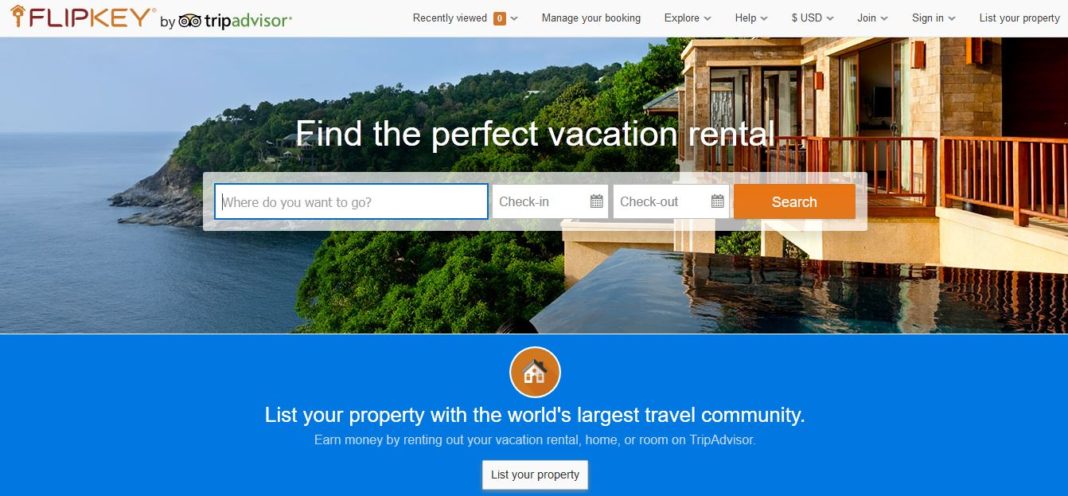 Flipkey Vacation Rentals website