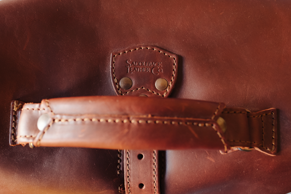 Saddleback Leather Overnight Bag handle detail