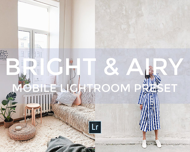 Bright and airy lightroom mobile presets